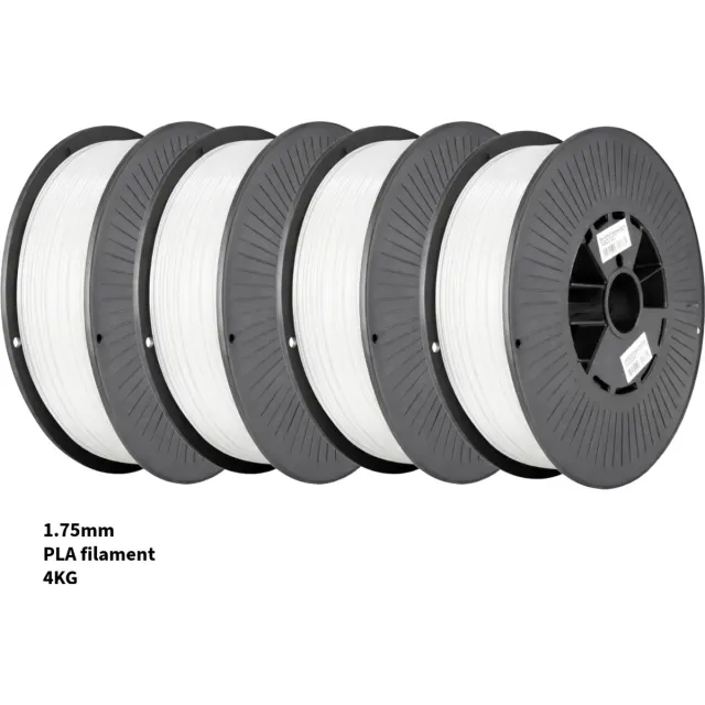 3Dvoordeel.nl Wit PLA+ 4kg 3D Printer Filament 1.75 mm - Hoge Kwaliteit en Duurzaam - Compatibel met Creality, Bambu Lab, Esun en Andere 3D Printers - Voor 3D Printen van Prototypes, Modellen, Accessoires - voor Professioneel en Thuisgebruik