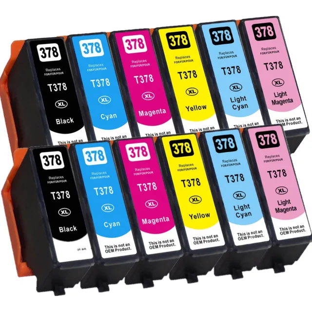 InktDL Huismerk geschikt voor Epson 378XL Inktpatronen (12X) - XP-8500 - XP-8505 - XP-8600 - XP-8606 - XP-8700 Multipack 12 Cartridges