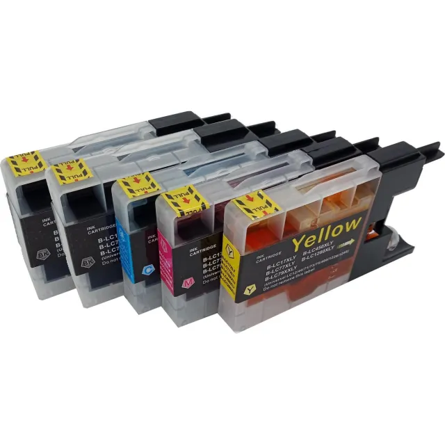 KATRIZ huismerk inkt voor|Brother 1240XL/1280XL| 2x black +1x Cyan +1x Magenta+1x Yellow| ( 5stuks) Zwart, Cyaan, Magenta, Geel