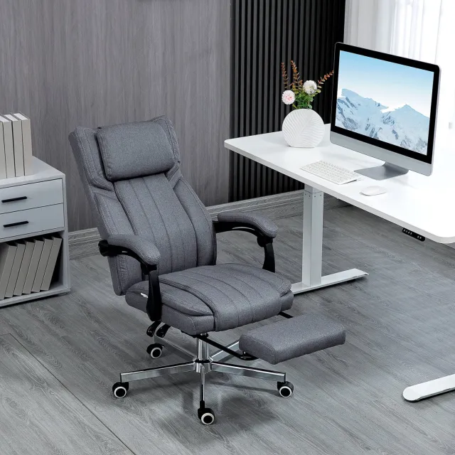 CHICFURN Bureaustoel - Vibratiemassage - Met voetsteun - Grijs