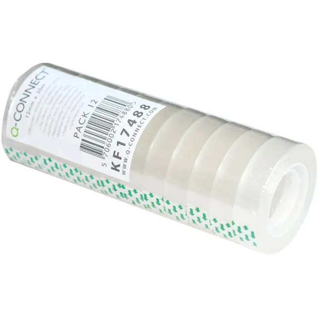 Q-CONNECT plakband, PP, ft 12 mm x 30 m, pak van 12 stuks