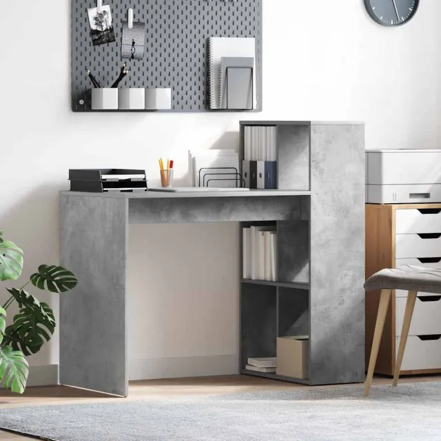 vidaXL Bureau Beton Grijs 108 x 55 x 103 cm Bewerkt hout, foto 2
