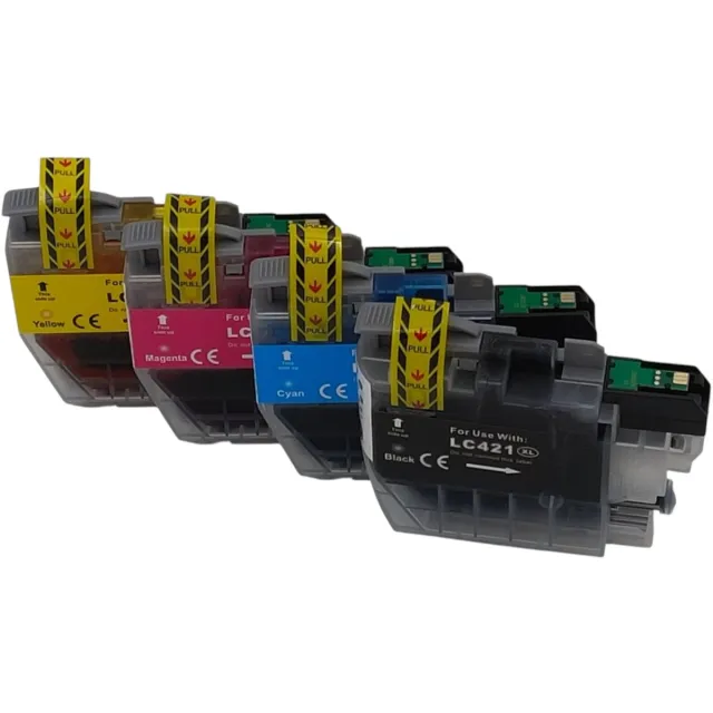 KATRIZ huismerk inkt voor| 1x LC421XL Zwart + 1x LC421XL Cyaan + 1x LC421XLMagenta + 1x LC421XL Geel | Brother LC421XL/LC421/ Brother 421 | 4 stuks- Met chip
