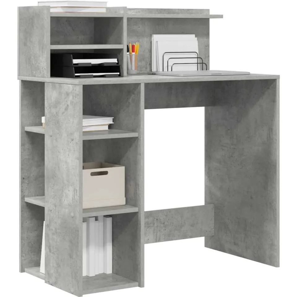 vidaXL Bureau Beton Grijs 90 x 48 x 101,5 cm Bewerkt hout