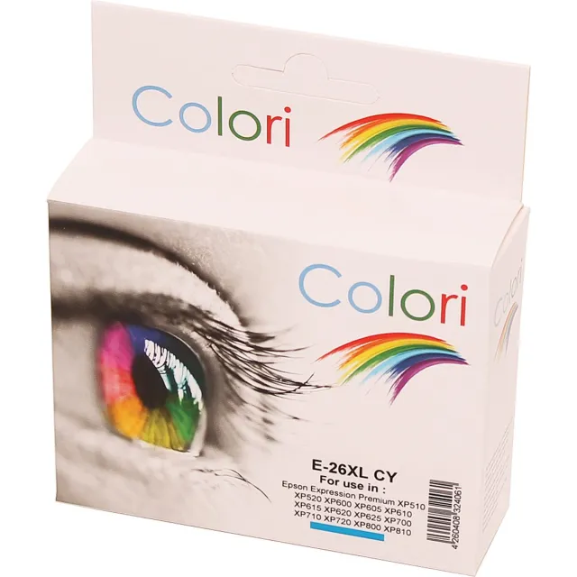 Colori huismerk inkt cartridge geschikt voor Epson 26XL Cyan Expression Premium XP510 XP520 XP600 XP605 XP610 XP615 XP620 XP625 XP700 XP710 XP720 XP800
