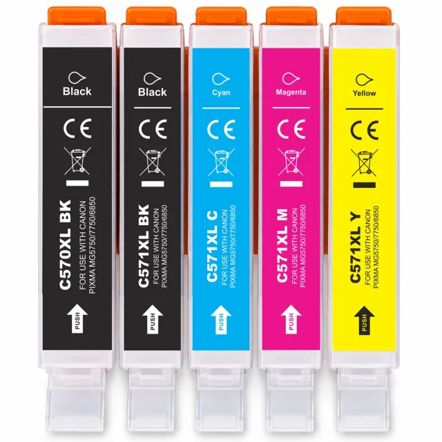 Boxstuff Inktcartridge geschikt voor Canon 570 / 571 XL - Multipack - Geschikt voor Pixma MG5750 / MG5751 / MG5752 / MG5753 / MG6850 / MG6851 / MG6852 / MG6853 / MG7750 / MG7751 / MG7752 / MG7753 / TS5050 / TS5051 / TS5053 / TS5055 Printers Zwart en Kleur