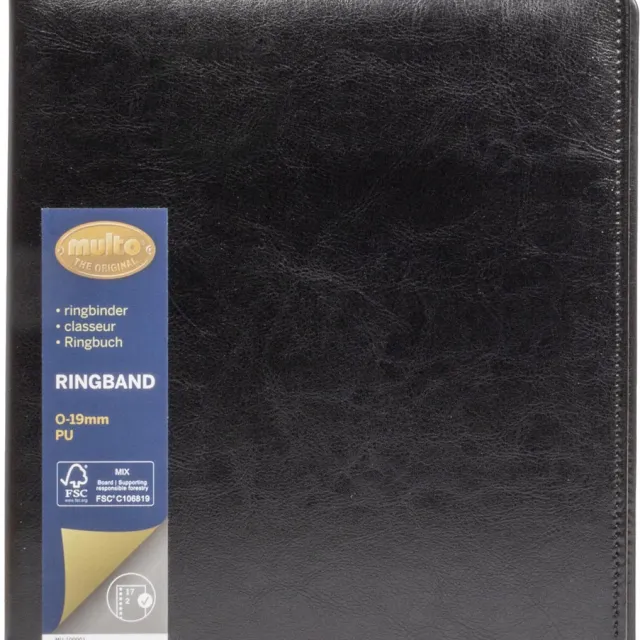 Multo ringmap Hannibal voor ft A5, 17 ringen van 19 mm, zwart kunstleer