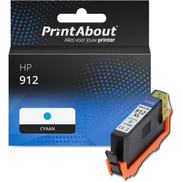 PrintAbout huismerk Inktcartridge 912 (3YL77AE) Cyaan geschikt voor HP