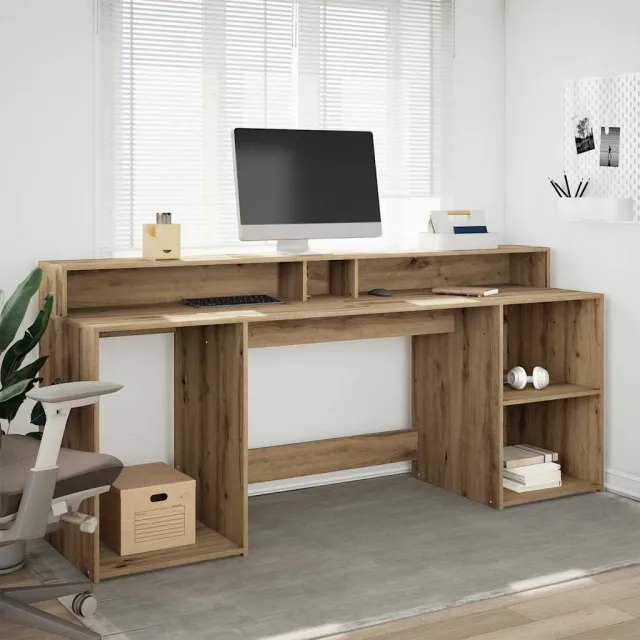 vidaXL Desk Artisanaal eiken 200 x 55 x 91 cm Engineered Wood, foto 2