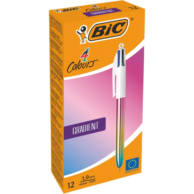 Bic Colours Gradient 4-kleurenbalpen, medium, klassieke inktkleuren blauw
