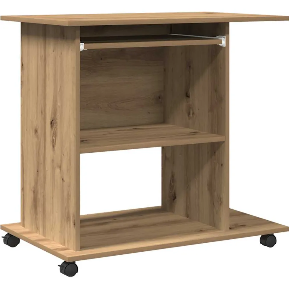 vidaXL Computerbureau 80x50x75 cm bewerkt hout artisanaal eikenkleur, foto 3