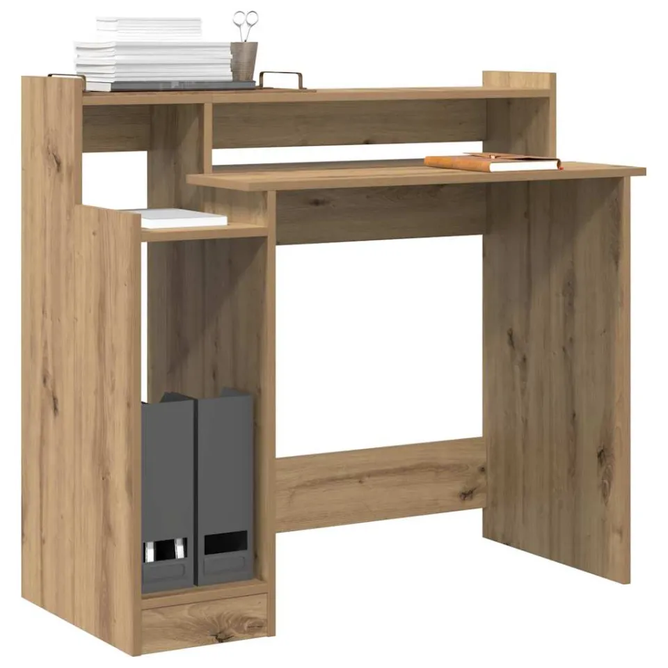 vidaXL Bureau Artisan Eiken 97 x 45 x 90 cm Bewerkt hout Bruin