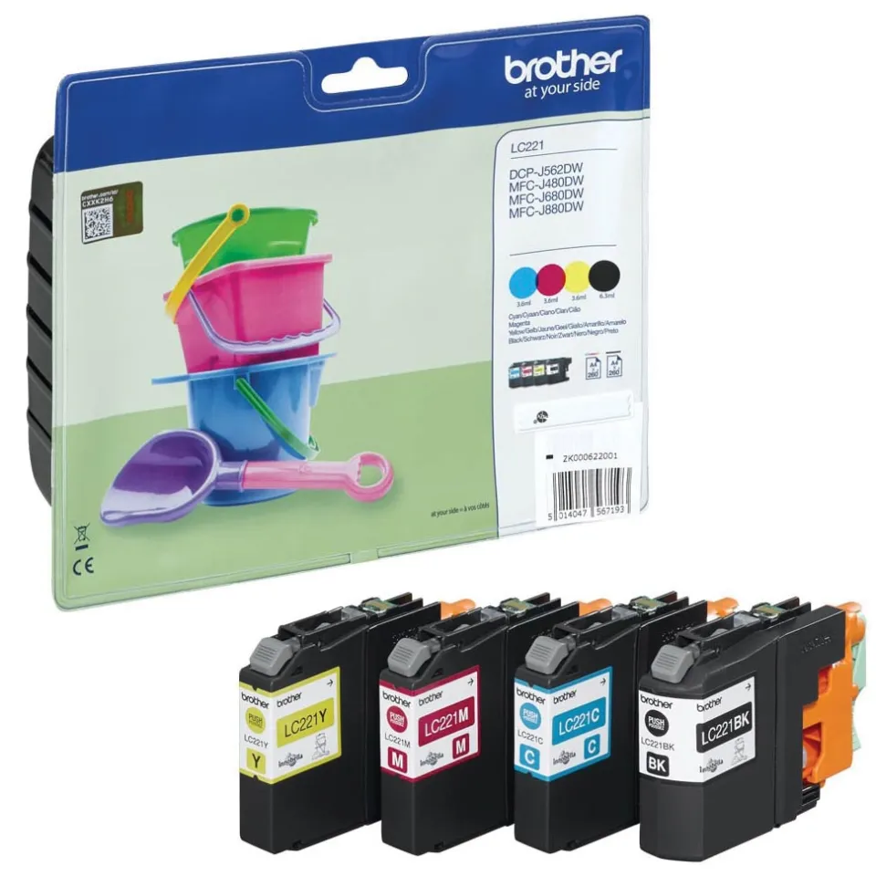 Brother inktcartridge, 260 pagina's, OEM LC-221VALBP, 4 kleuren