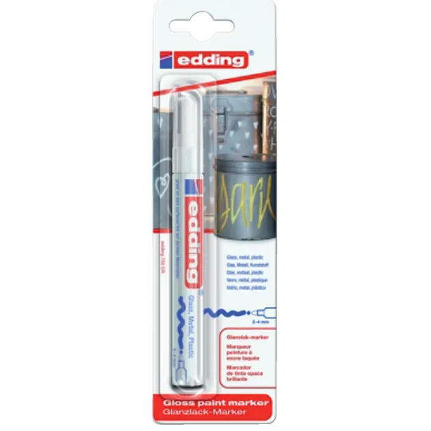 Paintmarker edding 750 op oliebasis 2-4mm wit blister à 1 stuk