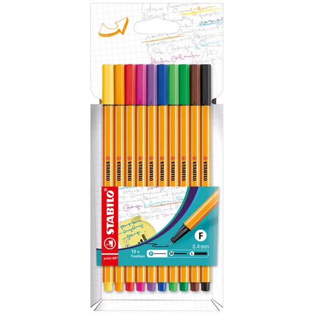 Stabilo Fineliner STABILO point 88/10 fijn assorti 10 stuks