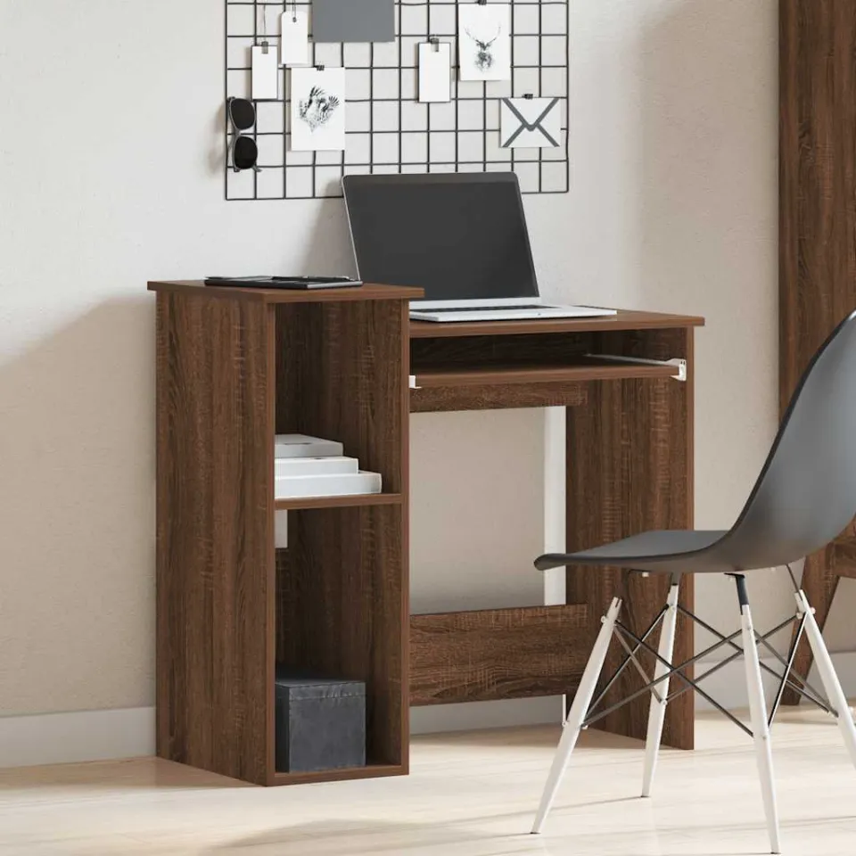 vidaXL Bureau met schappen 84x40x78 cm bewerkt hout bruineikenkleur, foto 2