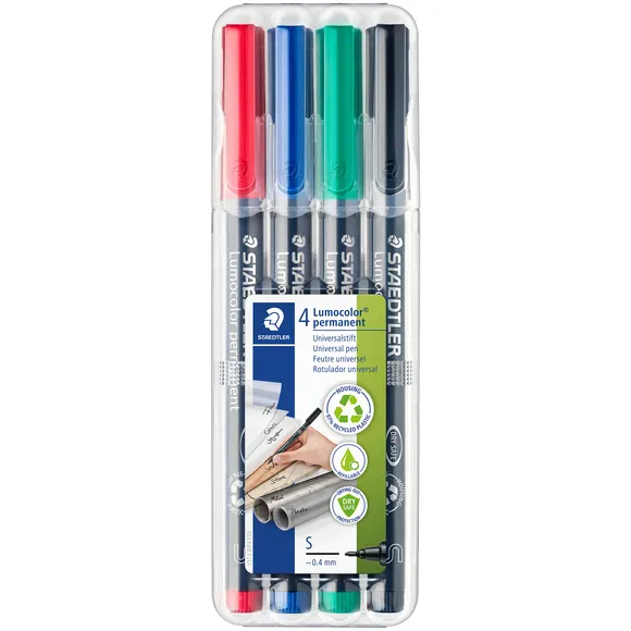 Staedtler Viltstift Staedtler Lumocolor 313 permanent S set à 4 stuks assorti