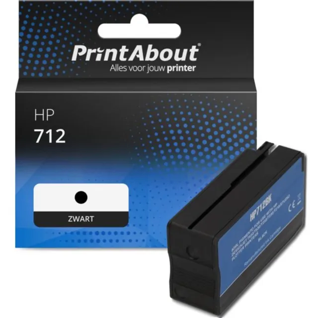 PrintAbout huismerk Inktcartridge 712 (3ED70A) Zwart geschikt voor HP