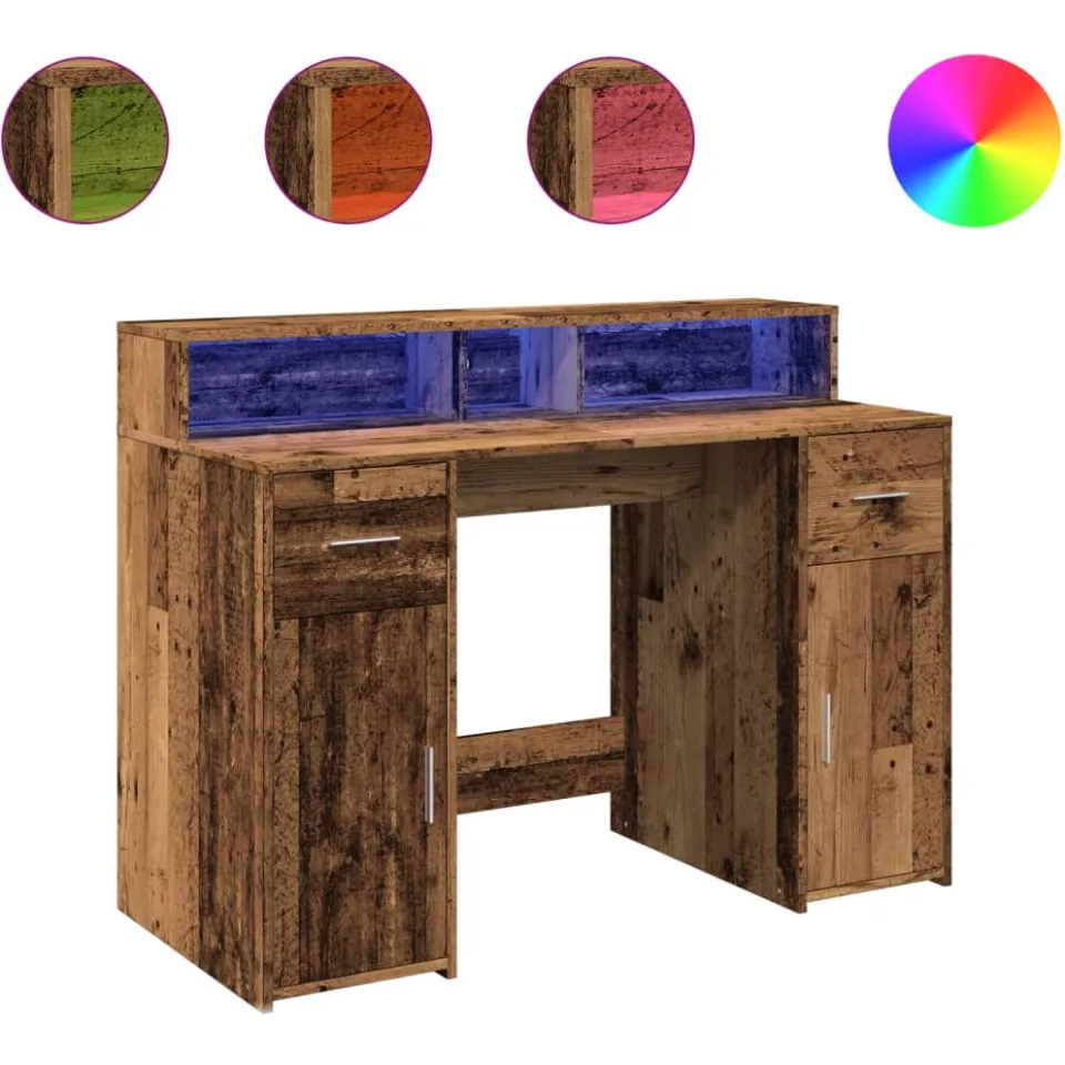 vidaXL Desk Oud hout 120 x 55 x 91 cm Engineered wood bruin, foto 3