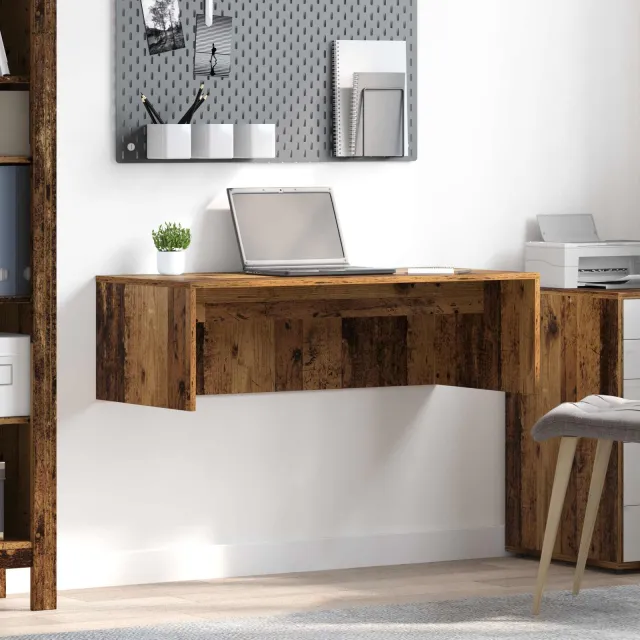 vidaXL Wandbureau Oud Hout 100 x 45 x 30 cm Bewerkt hout bruin, foto 2