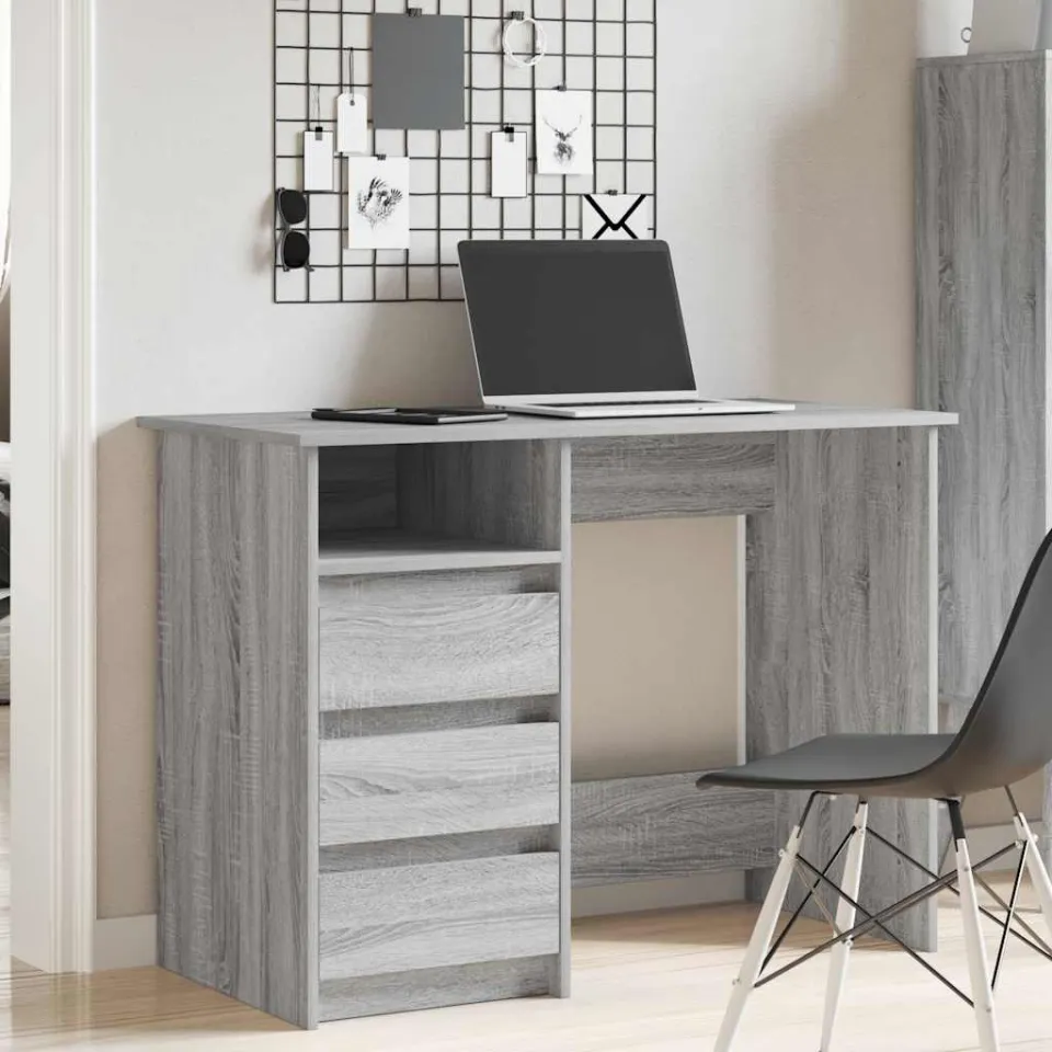vidaXL Bureau 102x50x75 cm bewerkt hout grijs sonoma eikenkleurig, foto 2