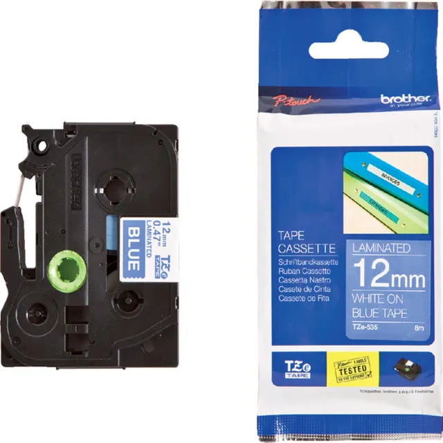 Brother Labeltape Brother P-touch TZE-535 12mm wit op blauw | 1 stuk