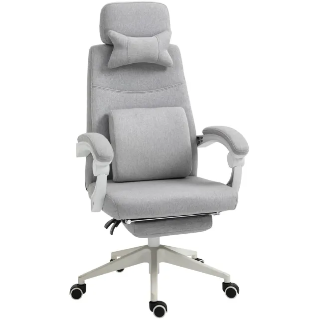 Clruro Bureaustoel - 62x68x117-127 cm - Ergonomische Gamingstoel met Wielen - Polyester Grijs