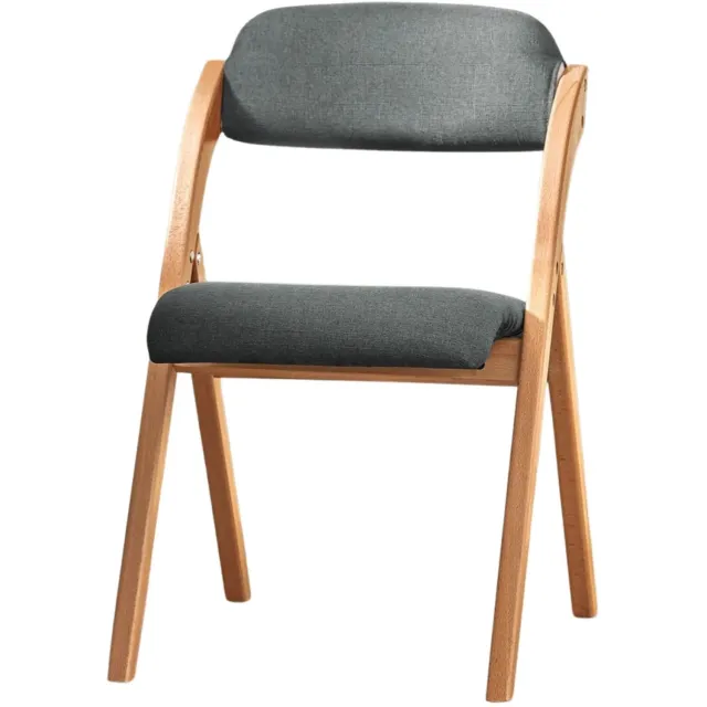 Happiq Bureaustoel - Voor Keuken en Eetkamer - Ergonomisch en Ruimtebesparend - Hout en Donkergrijs Kussen