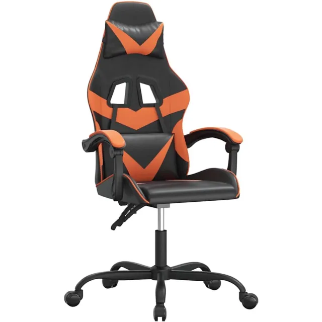 vidaXL Gamestoel - draaibaar - kunstleer - zwart - en - oranje zwart en oranje