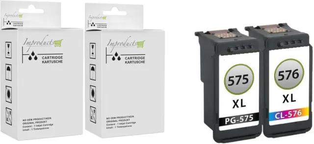 Improducts set huismerk inkt cartridge voor Canon PG-575XL + CL-576XL voor o.a. Canon Pixma TR4750i TR4751i TS3550i TS3551i Multicolor - Zwart, Kleur