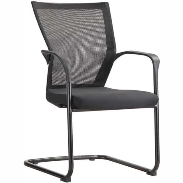 ABC Kantoormeubelen Slede vergaderstoel 1208 rug zwart mesh, zitting zwart stof