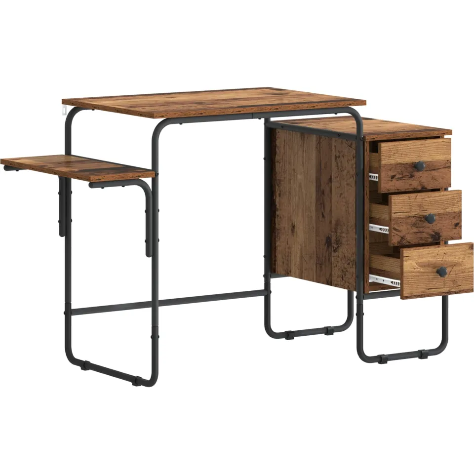 vidaXL Bureau met opbergruimte Oud hout 120 x 50 x 75 cm Bruin