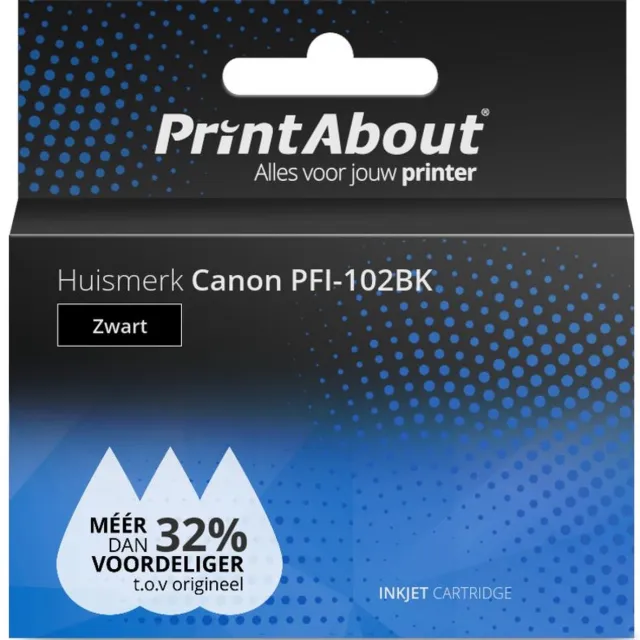 PrintAbout Huismerk Canon PFI-102BK Inktcartridge Zwart
