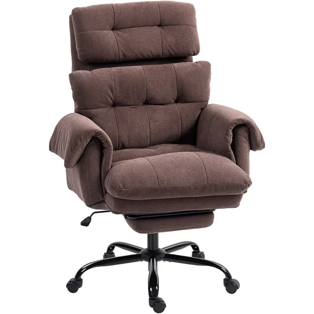 Homona Bureaustoel met voetensteun - Verstelbare rugleuning - In hoogte verstelbaar - 80 x 77 x 108-116 cm - Bruin