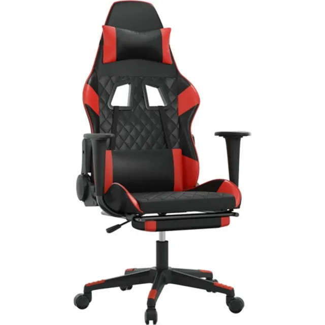 vidaXL Gamestoel - met - voetensteun - kunstleer - zwart - en - rood zwart en rood