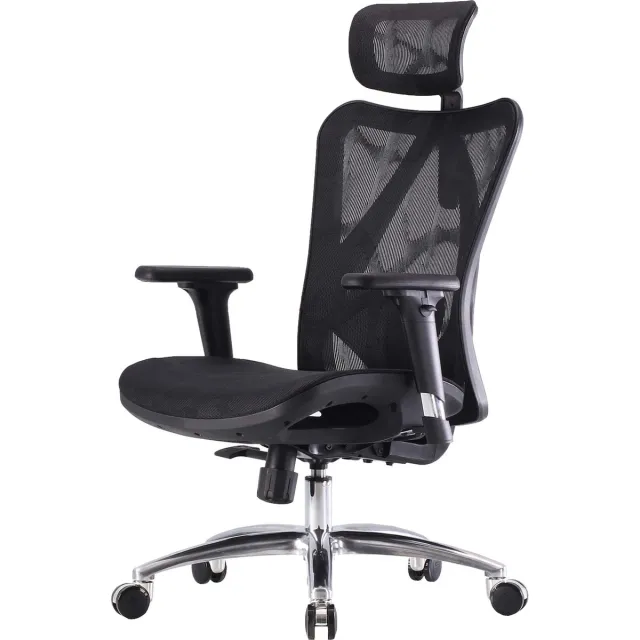 MCW Bureaustoel MCW-J87, bureaustoel, ergonomisch verstelbare armleuning, 150kg belastbaar ~ bekleding zwart, frame zwart