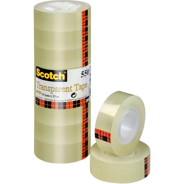 Scotch Plakband Scotch 550 19mmx33m transparant 8 rolllen