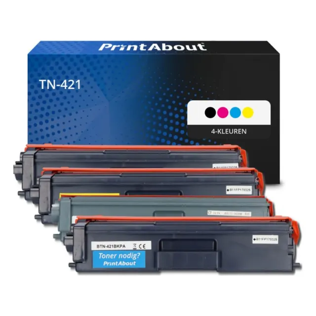 PrintAbout huismerk Toner TN-421 4-kleuren Multipack Geschikt voor Brother