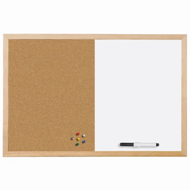 Bi-Office Tweerichtingbord met houten frame, 90x60 cm Den;Wit;Hout