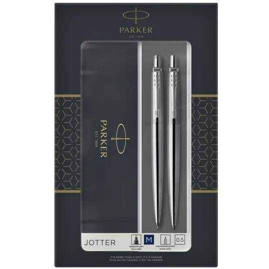Parker Balpen en vulpotlood Parker Jotter stainless steel CT medium 2 stuks