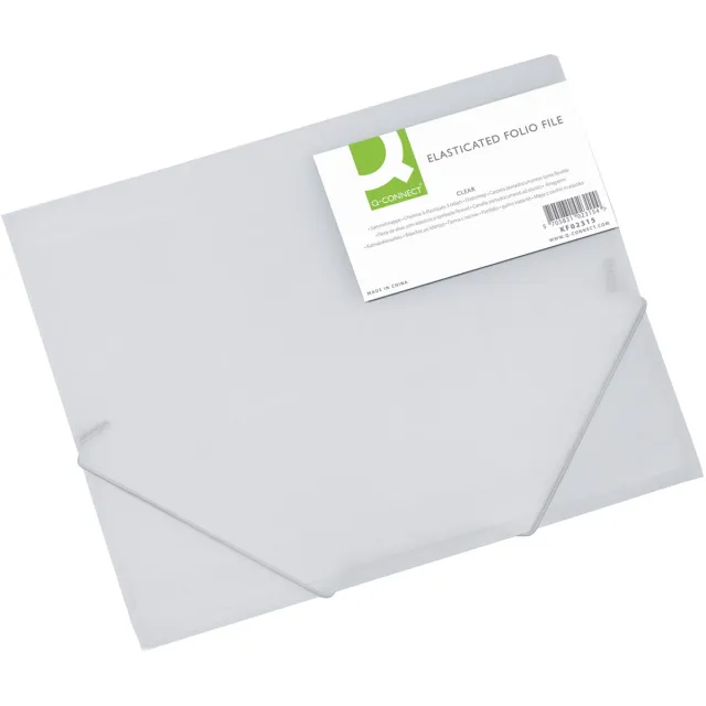 Q-CONNECT elastomap, A4, 3 kleppen en elastieken, transparant PP, transparant