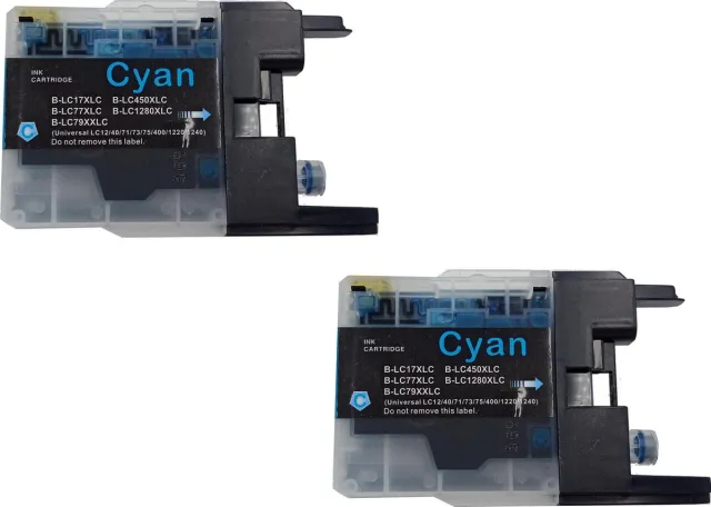 KATRIZ huismerk inkt voor|Brother LC1240C / LC1280C|20ml | ( 2stuks) Cyaan