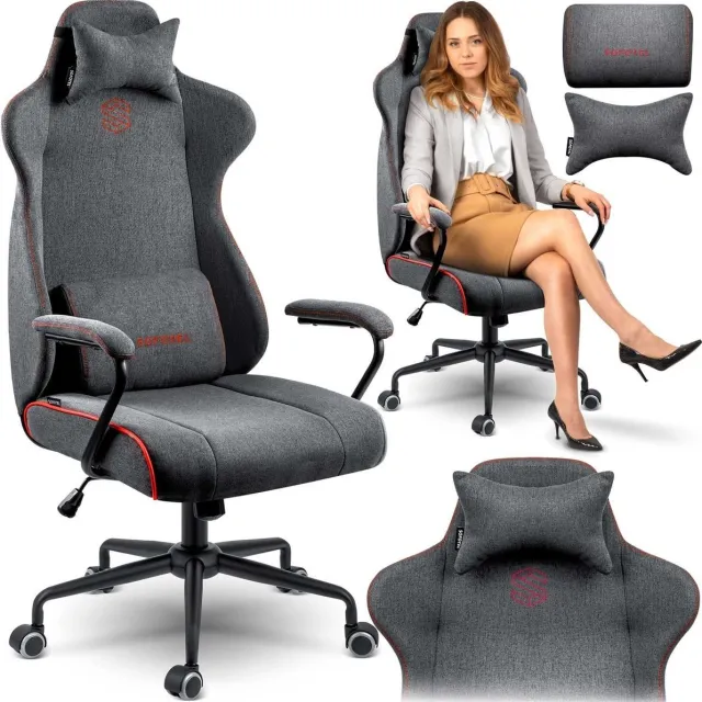 Global Income Werona Stream Pro Gamestoel - Ergonomische Bureaustoel - Grijs/Rood GRJIS
