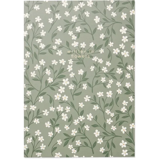 HEMA Schrift 25.5x18cm bloemen (donkergroen)