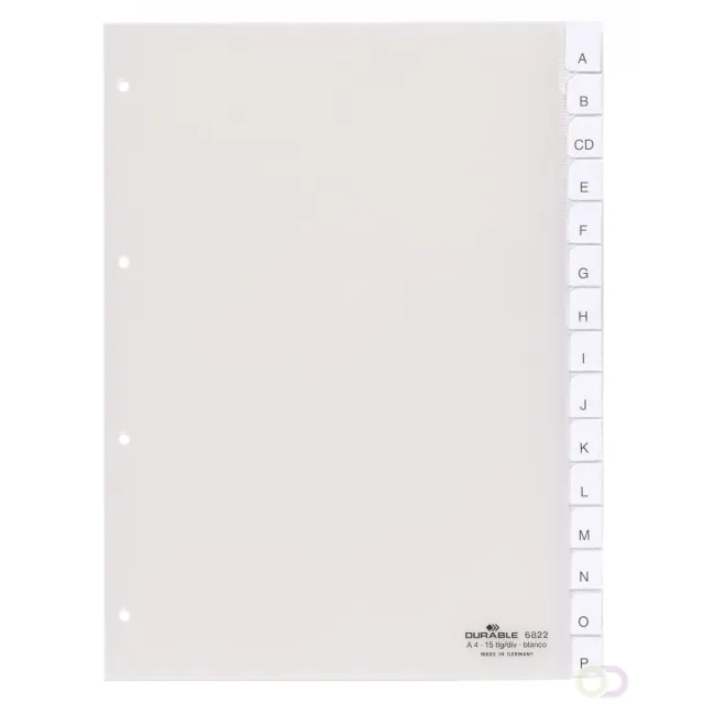 Durable Tabbladen A4 15-delig gelaste tabs en voorblad, 80x80x80 mm