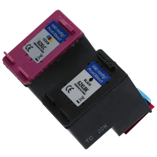 PrintAbout Huismerk HP 62XL (N9J71AE) Inktcartridge Zwart + 3 kleuren Voordeelbundel