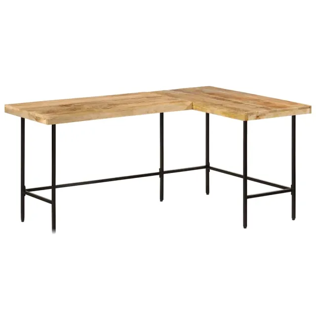 vidaXL Bureau 165x110x77 cm massief mangohout en ijzer Bruin