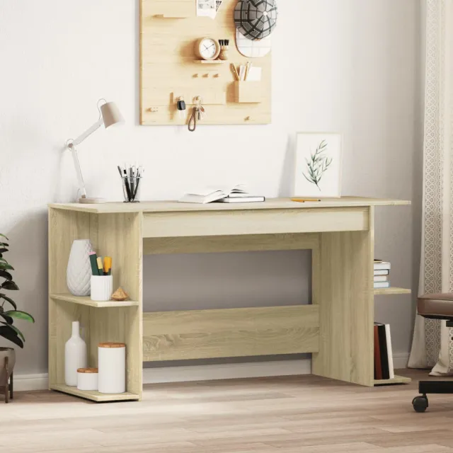 vidaXL Bureau 140x50x75 cm bewerkt hout sonoma eikenkleurig, foto 2
