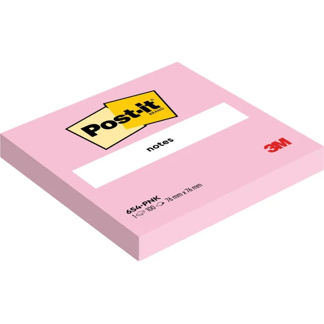 Post-It Notes , 100 vel, ft 76 x 76 mm, roze (flamingo pink)