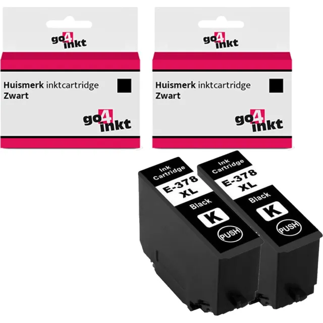 Go4inkt compatible met Epson 378XL twin pack inkt cartridges zwart bk - 2 stuks 2x Zwart